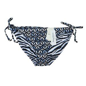 Tommy Bahama Zanzibar Zebra Reversible String Bikini Bottom Swimwear M NWT
